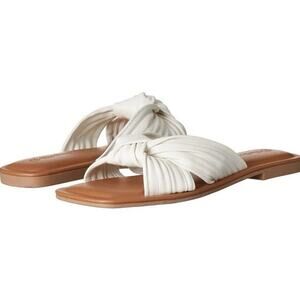 Women’s The Drop Ida Bow Flat Sandal White Slide Vacation Beach Resortwear 10